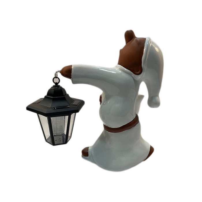 Декоративный элемент на кровлю Белый гном с фонарем, Purr Keramik