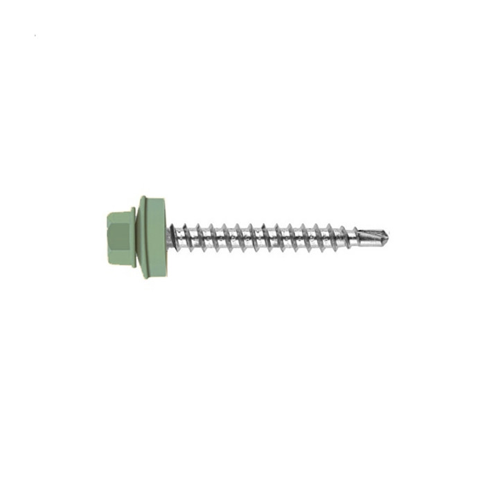 Саморез кровельный Daxmer 4,8х70 RAL 7042 (100) сверло №1 - фото №1