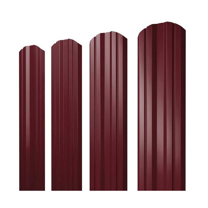 Штакетник Twin фигурный Grand Line 0,5 Velur RAL3005 Красное Вино - фото №1